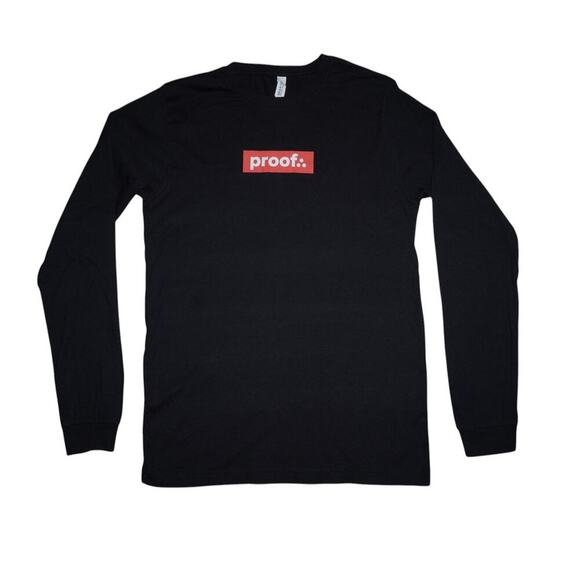 Proof. Black Long Sleeve Graphic T-Shirt – Bella + Canvas Airlume Jersey  Size M - Picture 1 of 3